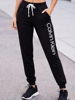 NEW Size L Calvin Klein Logo Drawstring Cotton Blend Stretch Jogger Sweatpants